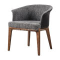 Grey cotton linen and leather Designer single chairs